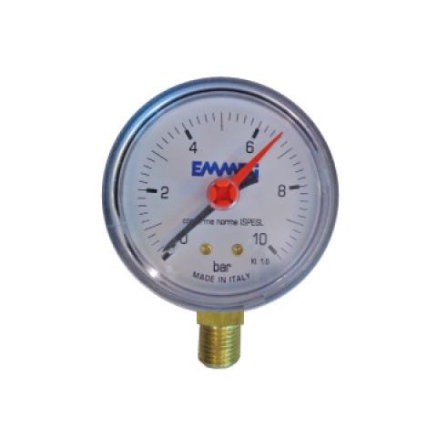 Manometro Reto 1/4 x 63mm 10 Bar -Emmeti