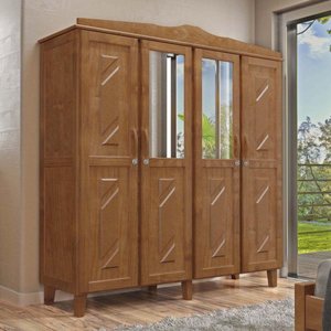 Guarda-roupa Solteiro 4 Portas Madeira Maciça Cavazotto