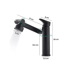 Torneira Lavabo Banheiro Monocomando Luxo 360 Rotativa Preta - Brinovar - 8