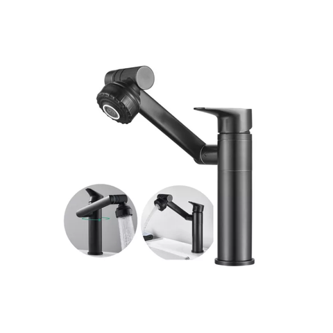 Torneira Lavabo Banheiro Monocomando Luxo 360 Rotativa Preta - Brinovar