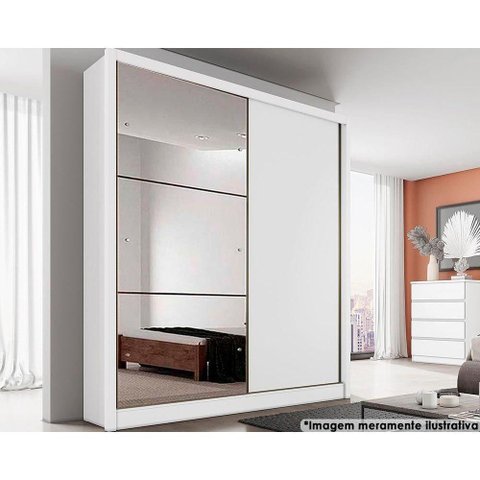 Guarda Roupa Casal 2 Portas de Correr e 3 Gavetas C/ Espelho Virtus Plus Branco - Novo Horizonte
