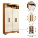 Ver mais imagens de Kit 2 Peças com Mesa Escrivaninha e Armário 4 Portas com Nicho