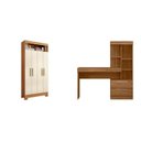 Ver imagem 2 de Conjunto 2 Peças com Mesa Escrivaninha e Armário 4 Portas com Nicho Freijó Marrom