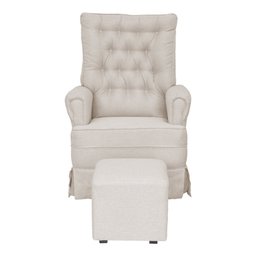 Poltrona de Amamentação Eloa com Puff Balanço Bebê Completo: Tc 180 Linho Bege - 4