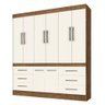 Guarda Roupa 8 Portas 6 Gavetas Off White/Jequitibá J&A Móveis Mara 218x202x46 - 2