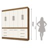 Guarda Roupa 8 Portas 6 Gavetas Off White/Jequitibá J&A Móveis Mara 218x202x46 - 7