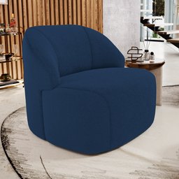 Poltrona Decorativa Living Kaya Orgânica Bouclê Azul Marinho - Desk Design - 2