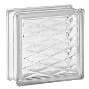 Tijolo Bloco de Vidro Transparente Textura 19x19x8 Tradestar Losangos