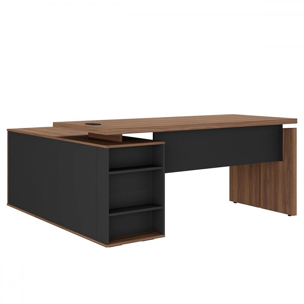 Mesa para Escritório Gerencia 1 Porta Nogal/preto - Artany Móveis - 2