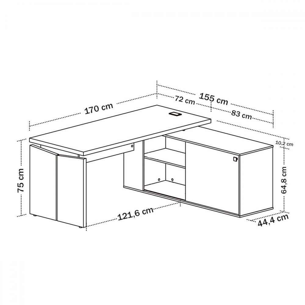 Mesa para Escritório Gerencia 1 Porta Nogal/preto - Artany Móveis - 4