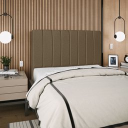 Cabeceira Estofada Cama Box Casal Carla 140cm Linho:marrom - 2