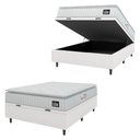 Ver imagem 1 de Cama Box Baú Colchão Casal Espuma D45 Lazio Pillow Top 138x188x70cm Linho Branco Hellen