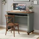 Ver imagem 1 de Escrivaninha de Madeira com Porta Teclado e Pés Torneados - Verde Menta com Tampo e Base Imbuia