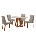 Ver imagem 1 de Conjunto Sala de Jantar Mesa Floripa 140x80cm Off White com 4 Cadeiras Luna Veludo Cinza