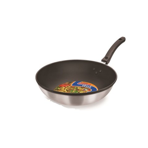 Wok Antiaderente com Cabo 30 Cm - Escovado Dona Chefa