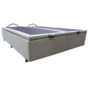Base Cama Box Baú Queen Size Suede Bordado Bege Skybox