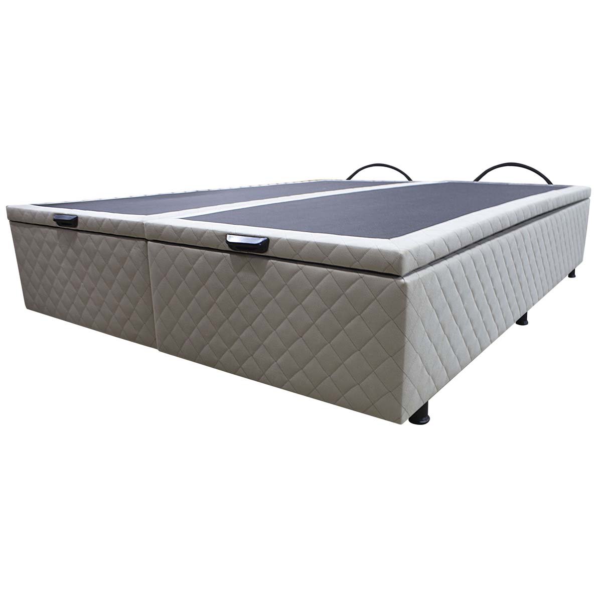 Base Cama Box Baú Queen Size Suede Bordado Bege Skybox - 7