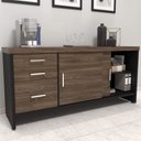 Ver imagem 2 de Armário para Escritório 2 Portas 3 Gavetas Charuto/Preto - Artany Móveis