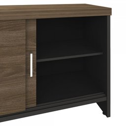 Armário para Escritório 2 Portas 3 Gavetas Charuto/Preto - Artany Móveis - 6