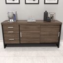 Ver imagem 1 de Armário para Escritório 2 Portas 3 Gavetas Charuto/Preto - Artany Móveis