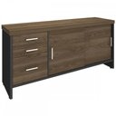 Ver imagem 3 de Armário para Escritório 2 Portas 3 Gavetas Charuto/Preto - Artany Móveis