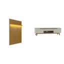 Ver imagem 2 de Rack com Painel Ripado Retrô com LED MDF 177CMX218CM Pés em Madeira Maciça London Tóquio com Gaveta e Portas