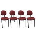 Ver imagem 1 de Kit 4 Cadeiras de Escritório Secretaria Fixa Pé Palito Tecido JSerrano Vermelho Com Preto para Recep
