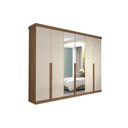 Ver imagem 1 de Guarda Roupa Casal 6 Portas e 6 Gavetas C/ Espelho Guarapari Avelã/off White - Panan