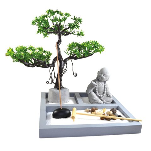 Terrário Bandeja Areia Altar Jardim Zen Decorativo Buda Madeira 20cm