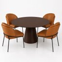 Ver imagem 3 de Mesa de Jantar Cone Redondo 90 cm Laca Marrom Cacau com Vidro