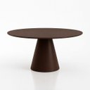 Ver imagem 1 de Mesa de Jantar Cone Redondo 90 cm Laca Marrom Cacau com Vidro