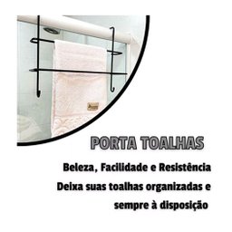 Porta Toalha Suporte  Encaixe Box Toalheiro Duplo  Preto - 6