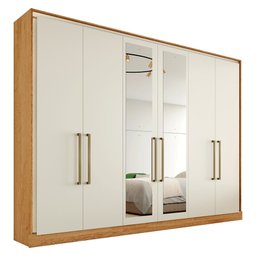 Guarda Roupa Casal Argos 6pts Mdf Espelho Peróba/off White - 2