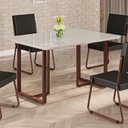 Ver imagem 2 de Mesa para Sala de Jantar Retangular 120x90cm MDF com Vidro Lunna Branco/Marrom/Off White