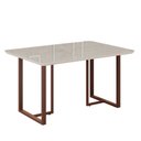Ver imagem 1 de Mesa para Sala de Jantar Retangular 120x90cm MDF com Vidro Lunna Branco/Marrom/Off White