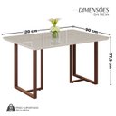 Ver imagem 3 de Mesa para Sala de Jantar Retangular 120x90cm MDF com Vidro Lunna Branco/Marrom/Off White