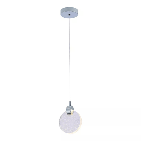 Pendente Disco Prata Metal 13cm 3w 3000k