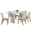 Ver imagem 3 de Mesa Cozinha Yara Madeirado/Vidro 170cm Freijo/Off DJ Móveis