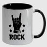 Caneca Branca com Interna Preta Y5 Rock And Roll Mãos Pretas - 1