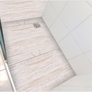 Vinil Adesivo Piso Box Chão e Parede Banheiro Deck Rústico Branco Colacomigo Adesivo para Box 1,20 X