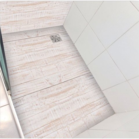 Vinil Adesivo Piso Box Chão e Parede Banheiro Deck Rústico Branco Colacomigo Adesivo para Box 1,20 X