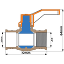 Ver imagem 3 de Registro de Esfera Rosca e Liso com Alavanca Pvc Bitola 25mm X 3/4'' Cor Azul Irriga Durín
