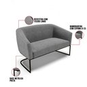 Ver imagem 3 de Sofá Namoradeira e 2 Poltronas Base Industrial Preto Stella Linho D03 - D'Rossi Cor A26 Gafite