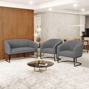 Ver imagem 6 de Sofá Namoradeira e 2 Poltronas Base Industrial Preto Stella Linho D03 - D'Rossi Cor A26 Gafite