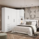 Ver imagem 1 de Quarto Composto Alpes 6 Portas 5 Gavetas MDP 134,50cm Branco com Guarda Roupa e Cabeceira Luciane