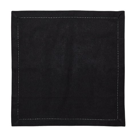 Kit 2 Guardanapos Ponto Ajour 100% Algodão 40 x 40 cm JoliTex Preto