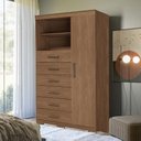 Ver imagem 4 de Guarda Roupa Casal Toledo 6 Portas de Bater com Espelho e Cômoda 1 Porta 6 Gavetas Jatobá Santos