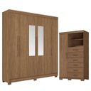 Ver imagem 1 de Guarda Roupa Casal Toledo 6 Portas de Bater com Espelho e Cômoda 1 Porta 6 Gavetas Jatobá Santos