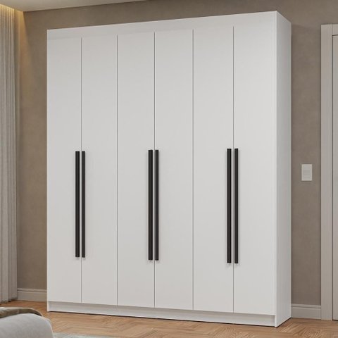 Guarda-roupa Casal 6 Portas Batentes Netuno Madesa Branco/preto