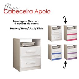Mesa de Cabeceira Infantil Apolo Branco Flex - Moval - 4